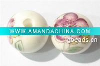 Hand-painted ceramic beads, round, 14mm, sold per pc