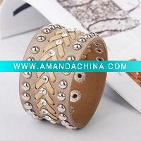 Wholesale Brown Braided Leather Bracelet