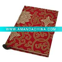 Wholesale JINSANTA JJ001 silk tapestry satin notebook golden flower on a red ground