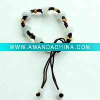Wholesale Natural Burma Jade Hand Woven Bracelet