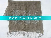 Wholesale popular linen embroidered scarf acco-09-3932