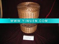 Wholesale 3pcs willow laundry basket with wooden decoration