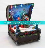 Wholesale Polyresin Wind-up Music Box w/LED String Light