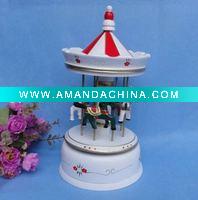 Wholesale white wooden music box / carousel