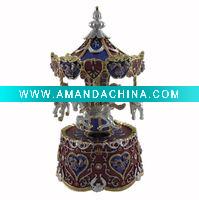 Wholesale DWB00017D Fashion Metal Alloy Merry-go-round Music Box With Rotating Movement