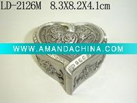 Wholesale Pewter Color Lovely Heart Metal Ring Box(LD-2126M)
