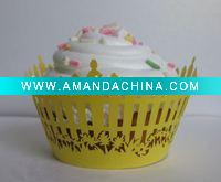 Wholesale Picket Fence Cupcake Wrapper(yellow)