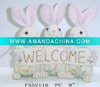 Wholesale Polyresin rabbit w/welcome board for Easter