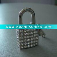 Wholesale bag lock-A01-006SW square shape lock with rhinestones,nice for jewelry box,bags