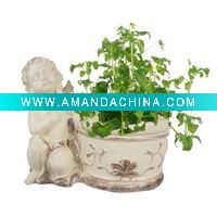 Wholesale Polyresin gift-angel flower pot/ planter