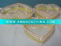 Wholesale wire basket/storage basket/bread basket with bead decoration at cheap price.