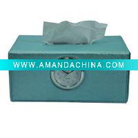 Wholesale leaterh tissue paper box with clock