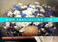 Wholesale European style beautiful flower fabric painting pictures frames for DEC