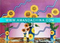 Wholesale European style beautiful flower fabric painting pictures frames for DEC