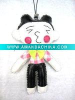 Wholesale fashion button doll keychain mobile cell strap