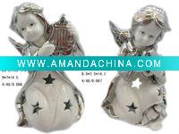 Wholesale Electroplated ceramic cherub figurine