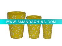 Wholesale Yellow Dolomite Flower Vase With White Flower