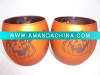 Wholesale pumpkin glass candle holder for thanksgiving day