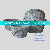 Wholesale White painted willow basket