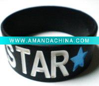 Wholesale Customized wide debossed silicone rubber bracelet filled with color