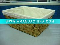 Wholesale Water hyacinth woven storage basket with liner