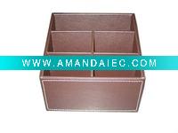 Wholesale leather desktop pen stationery holder