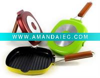 Wholesale non-stick grill pan with foldble handle