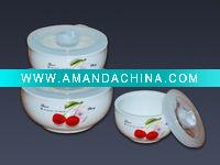 Wholesale factory directly sell porcelain dinnerware ceramic bowl with 3 pcs storage bowl set