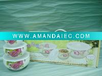 Wholesale refreshed porcelain bowl set with pretty flower decal and color box