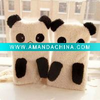 Hot water bag with plush panda cover