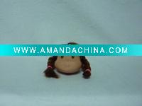 Wholesale 2 inch plastic cute brown pigtail smile Girl head for Mini doll