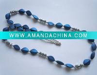 Wholesale 2011 Fashion blue faced beads necklace with latest style Handmade ornament jewelry products
