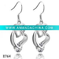 Wholesale Fashion jewelry silver earing 925 silver earring silver jewellery supplier crystal diamond earrings wholesale E764