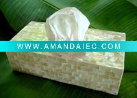 Wholesale Ivory Mother of Pearl Shell Tissue Box Dispenser Decor