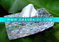 Wholesale Opal Mother of Pearl Shell Tissue Box Dispenser Decor