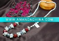 Wholesale Fashion red coral and pearl necklace