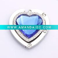 Wholesale Purse Hanger Bag Hook Purse Hook Crystal Bling Foldable Heart Style