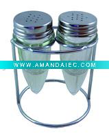 Wholesale Salt & Pepper Set W/Metal Rack Dia:4x7.5(H)cm - A04453