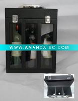 Wholesale leather wine storage box for three bottles