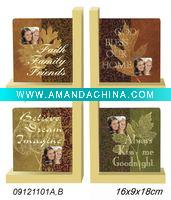 Wholesale Wooden Bookends w/photo frame 2 Asstd Designs