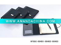 Black leather spiral bound notebook organizer