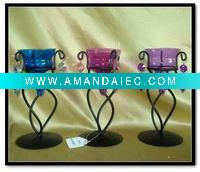 iron and crystal candle holder