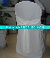white banquet scuba chair cover with sash, wedding scuba tie back chair cover