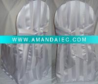 wedding damask strip chair cover white