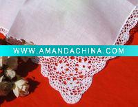Wholesale linen lace edged handkerchief