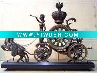 Wholesale two sheep and girl bronze clock sculpture