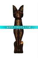 Wholesale High Quality Handmade Egypt Cat Animal Sculpture Wood Carving Thailand
