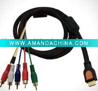 Wholesale HDMI to 5 RCA Audio Video AV Component Cable Wire 2m