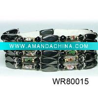 Wholesale 36inch Magnetic Hematite Gemstone Beads Wraps with cloisonne WR80015