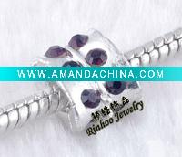 Tibetan Silver Alloy Inlaid Rhinestone European Beads